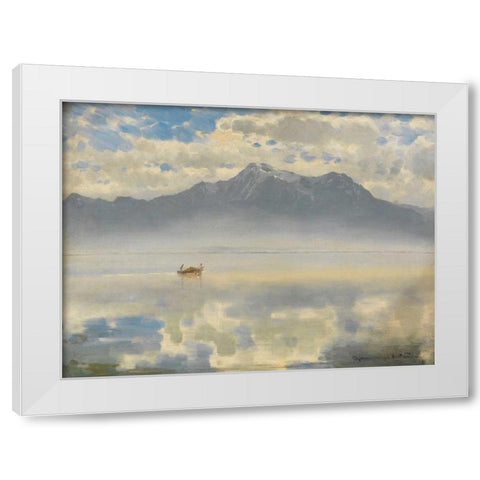 Chiemseespiegel White Modern Wood Framed Art Print by Wopfner, Joseph