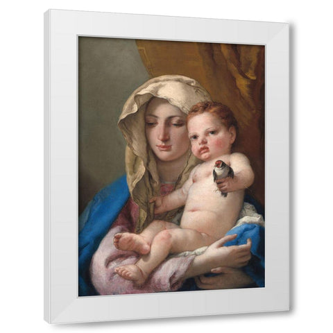 Madonna of the goldfinch White Modern Wood Framed Art Print by Tiepolo, Giovanni Battista