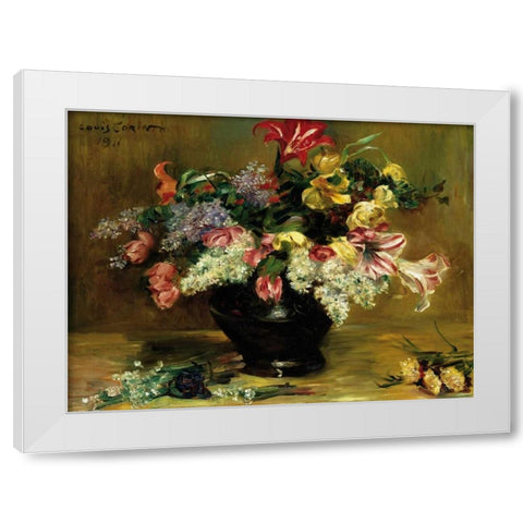 Amaryllis, Lilac and Tulips White Modern Wood Framed Art Print by Berneker, Louis F.