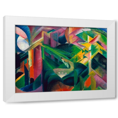 Deer in a Monastery Garden White Modern Wood Framed Art Print by Marc, Franz