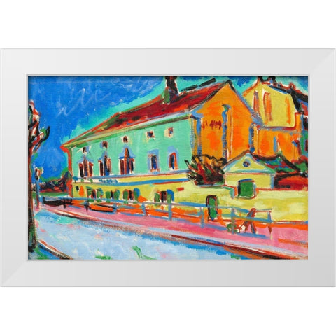 Dance Hall Bellevue White Modern Wood Framed Art Print by Kirchner, Ernst Ludwig