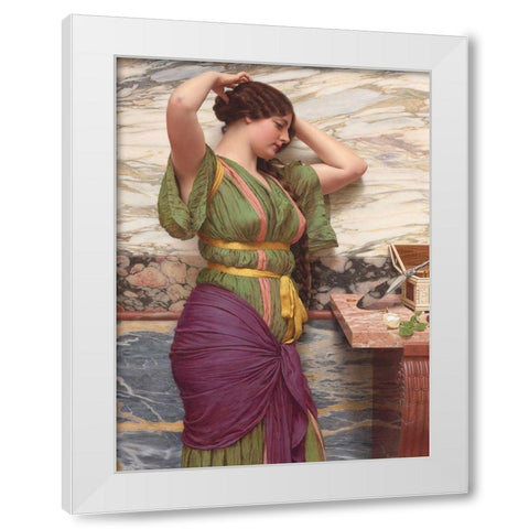 A Fair Reflection White Modern Wood Framed Art Print by Godward, John William