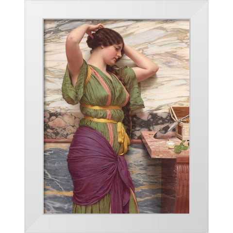 A Fair Reflection White Modern Wood Framed Art Print by Godward, John William
