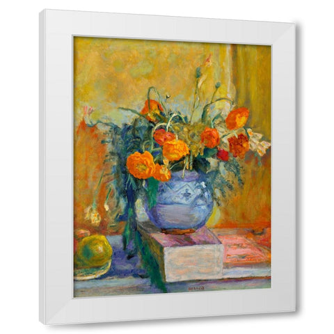 Renoncules au vase bleu White Modern Wood Framed Art Print by Bonnard, Pierre