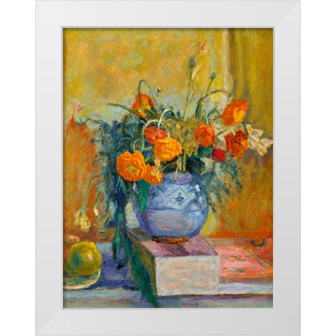 Renoncules au vase bleu White Modern Wood Framed Art Print by Bonnard, Pierre