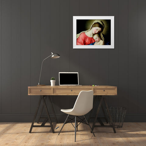 Beata Vergine con Bambino White Modern Wood Framed Art Print by Sassoferrato