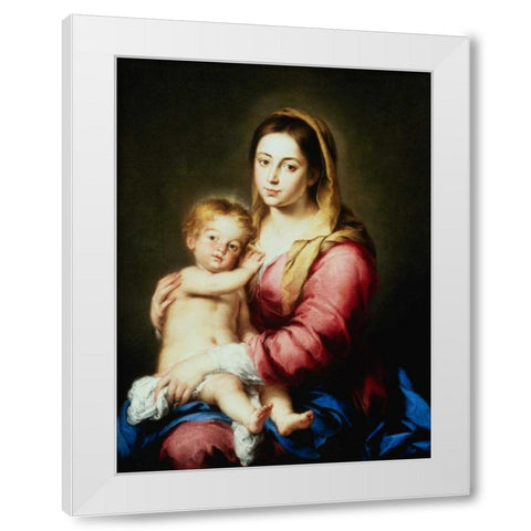 The Virgin and Child White Modern Wood Framed Art Print by Murillo, Bartolome Esteban