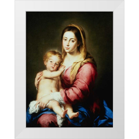 The Virgin and Child White Modern Wood Framed Art Print by Murillo, Bartolome Esteban