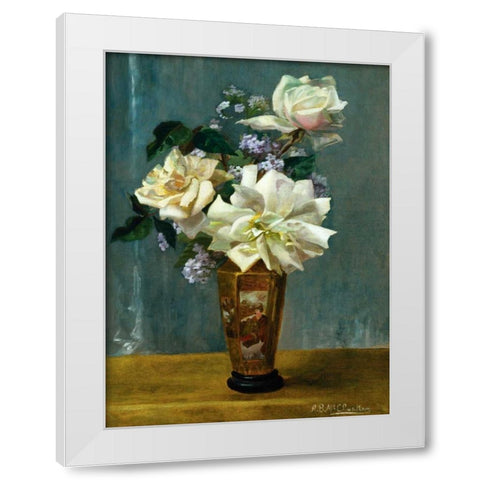 Still Life of Roses in an Oriental Vase White Modern Wood Framed Art Print by Binford McCloskey, Alberta