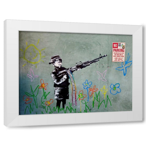 Westwood Los Angeles-graffiti attributed to Banksy White Modern Wood Framed Art Print by Anonymous