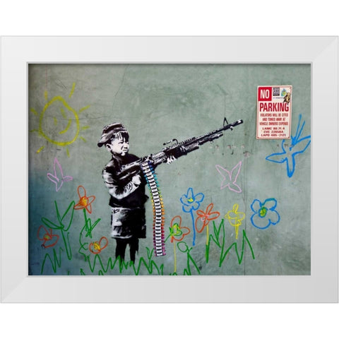 Westwood Los Angeles-graffiti attributed to Banksy White Modern Wood Framed Art Print by Anonymous