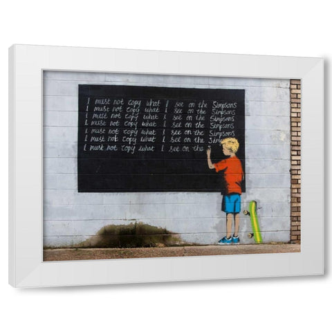 New Orleans-graffiti attributed to Banksy White Modern Wood Framed Art Print by Anonymous