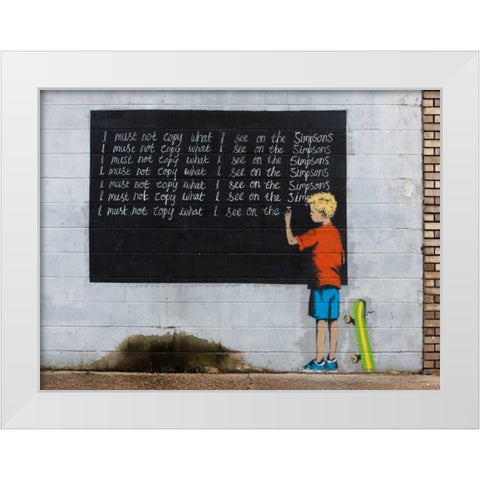 New Orleans-graffiti attributed to Banksy White Modern Wood Framed Art Print by Anonymous
