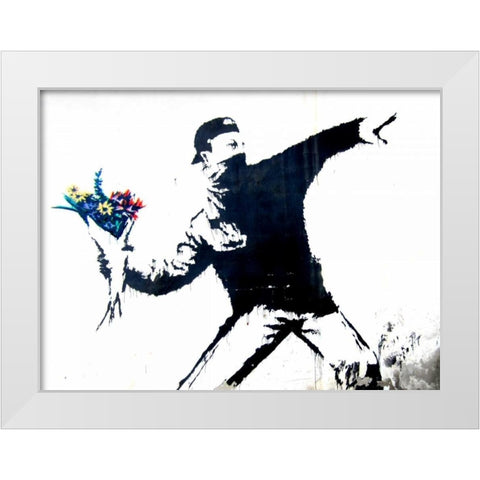 Bethlehem, Palestine (graffiti attributed to Banksy) White Modern Wood Framed Art Print by Anonymous (attributed to Banksy)