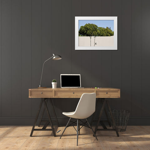 Near 14th Street, San Francisco (graffiti attributed to Banksy) White Modern Wood Framed Art Print by Anonymous (attributed to Banksy)