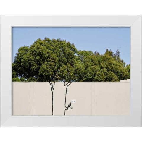 Near 14th Street, San Francisco (graffiti attributed to Banksy) White Modern Wood Framed Art Print by Anonymous (attributed to Banksy)