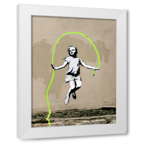 Girl – North 6th Avenue, NYC (graffiti attributed to Banksy) White Modern Wood Framed Art Print by Anonymous (attributed to Banksy)