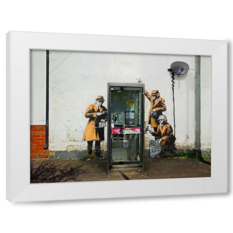 Fairview Road and Hewlett Road in Cheltenham, Gloucestershire White Modern Wood Framed Art Print by Anonymous-attributed to Banksy