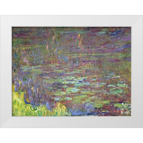 Detail of Waterlilies at Sunset White Modern Wood Framed Art Print by Monet, Claude
