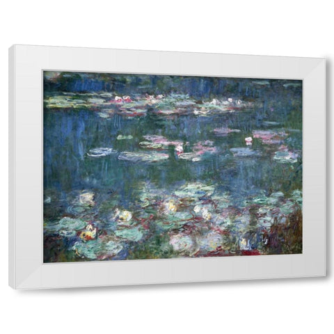 Water-Lilies White Modern Wood Framed Art Print by Monet, Claude