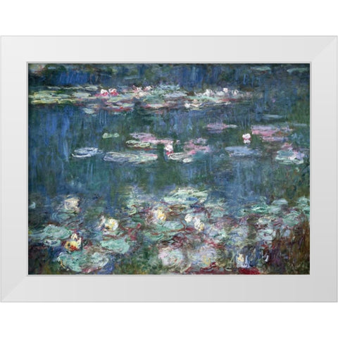 Water-Lilies White Modern Wood Framed Art Print by Monet, Claude