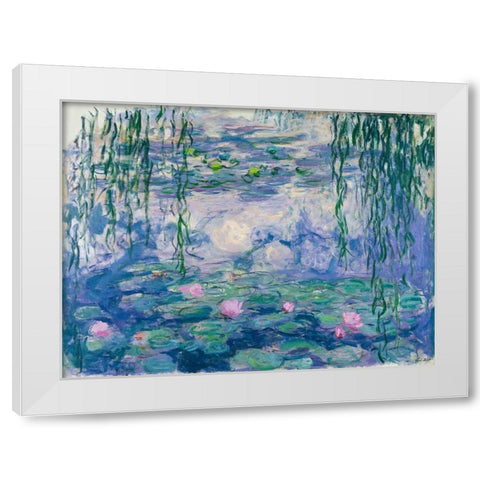 Waterlilies White Modern Wood Framed Art Print by Monet, Claude