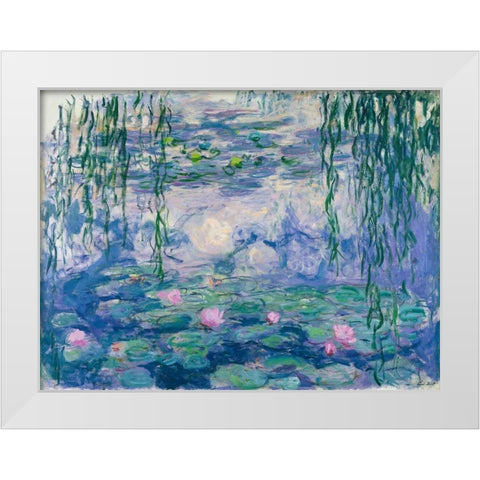 Waterlilies White Modern Wood Framed Art Print by Monet, Claude