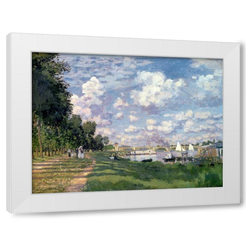 The Marina at Argenteuil White Modern Wood Framed Art Print by Monet, Claude