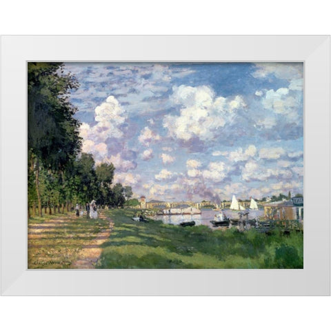 The Marina at Argenteuil White Modern Wood Framed Art Print by Monet, Claude