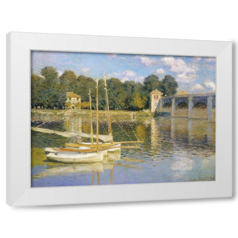 The Bridge at Argenteuil White Modern Wood Framed Art Print by Monet, Claude