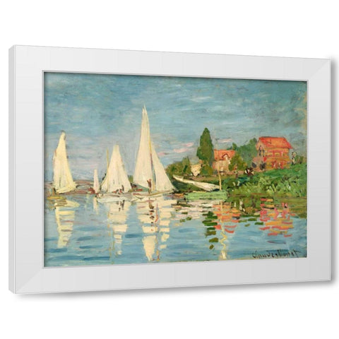 Regatta at Argenteuil White Modern Wood Framed Art Print by Monet, Claude