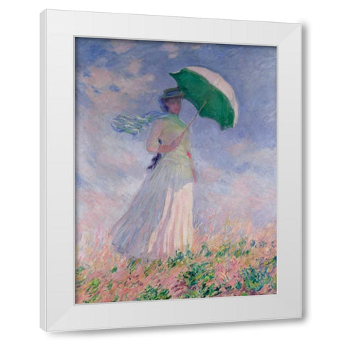 Woman with a Parasol-Right White Modern Wood Framed Art Print by Monet, Claude