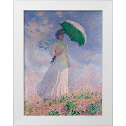 Woman with a Parasol-Right White Modern Wood Framed Art Print by Monet, Claude