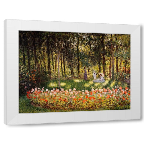 Wooded Scene White Modern Wood Framed Art Print by Monet, Claude