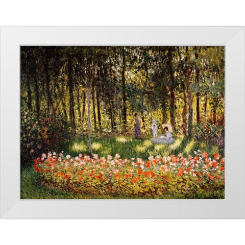 Wooded Scene White Modern Wood Framed Art Print by Monet, Claude