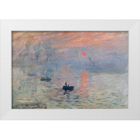 Impression au soleil levant White Modern Wood Framed Art Print by Monet, Claude