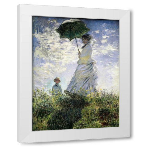 Femme a l’ombrelle White Modern Wood Framed Art Print by Monet, Claude
