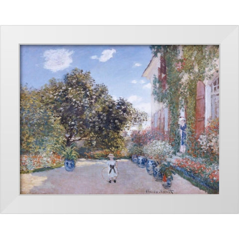 Garden of the Artist at Argenteuil White Modern Wood Framed Art Print by Monet, Claude