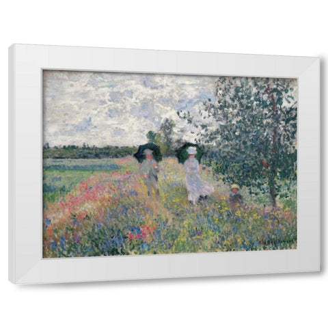Promenade pres d’Argenteuil White Modern Wood Framed Art Print by Monet, Claude