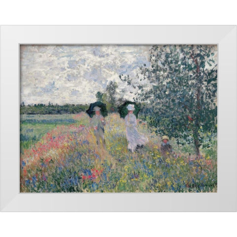 Promenade pres d’Argenteuil White Modern Wood Framed Art Print by Monet, Claude