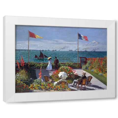 Terrasse a Sainte-Adresse White Modern Wood Framed Art Print by Monet, Claude