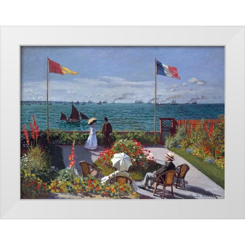 Terrasse a Sainte-Adresse White Modern Wood Framed Art Print by Monet, Claude