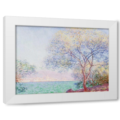 Morning Antibes White Modern Wood Framed Art Print by Monet, Claude