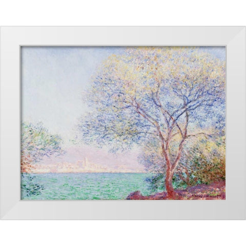 Morning Antibes White Modern Wood Framed Art Print by Monet, Claude