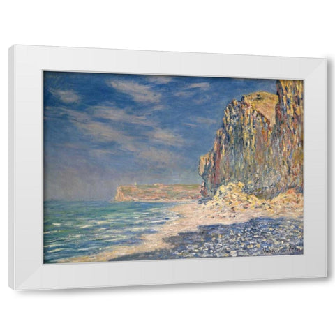 Falaise near Fecamp White Modern Wood Framed Art Print by Monet, Claude