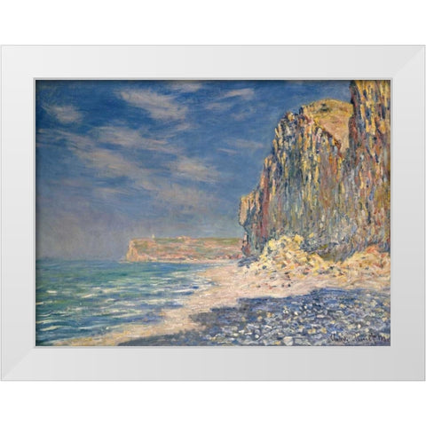 Falaise near Fecamp White Modern Wood Framed Art Print by Monet, Claude