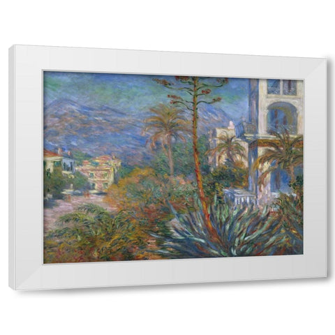 The Villas at Bordighera White Modern Wood Framed Art Print by Monet, Claude