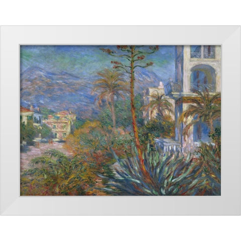 The Villas at Bordighera White Modern Wood Framed Art Print by Monet, Claude