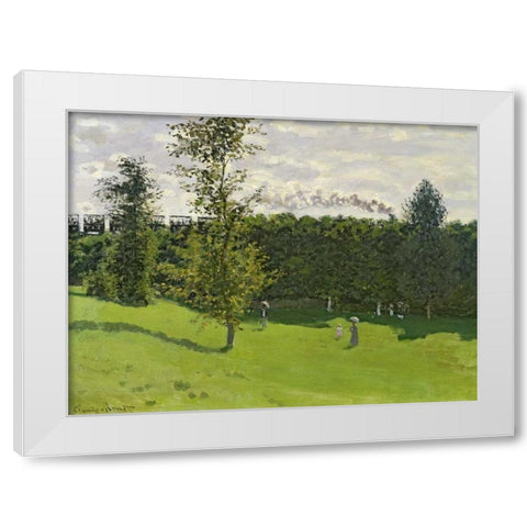 The Train in the Country White Modern Wood Framed Art Print by Monet, Claude