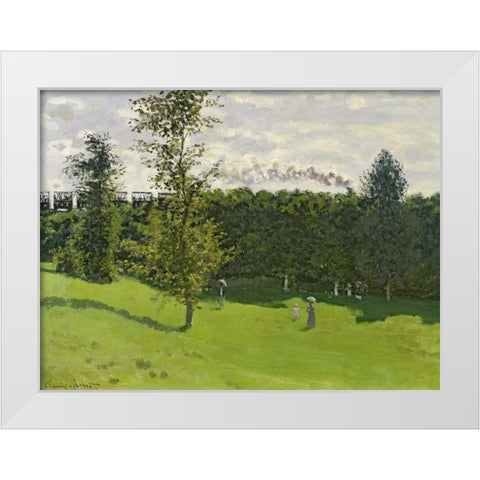 The Train in the Country White Modern Wood Framed Art Print by Monet, Claude